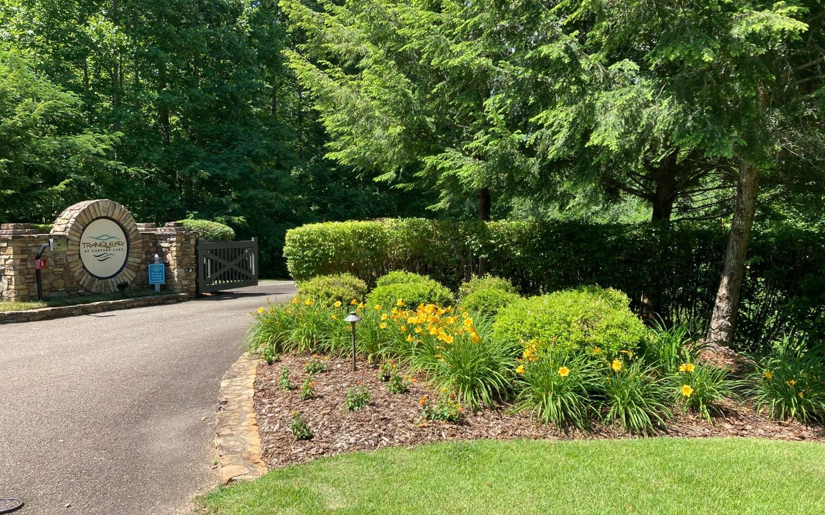 Beautiful wooded lot in gated community of Tranquility at Carters Lake. Gentle terrain has multiple building sites with plenty of greenery for privacy! Take advantage of all the amenities including creekside swings, parks, trails, and craftsman pavilion! Very close proximity to boat ramp and lake access.