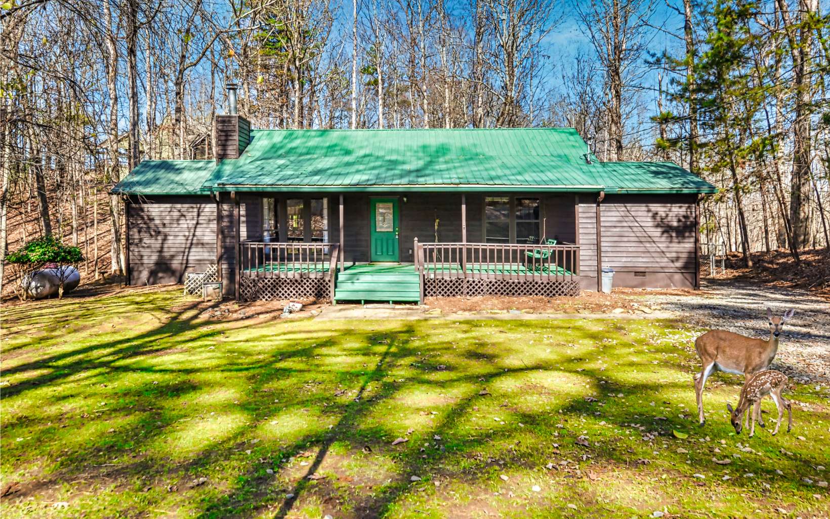 Quaint and cozy cabin nestled in Coosawattee River Resort! This spacious home sits on a level/gentle lot of 1.04 acres - ample acreage for a home in this resort and sits back off the road for lots of privacy! The front porch is perfect for overlooking all the wildlife that will stop by. Boasting 2 bedrooms/2 bathrooms (large master bath), an open living room connecting to the kitchen, 2 fireplaces, granite countertops, stainless steel appliances, hardwood floors through the main living area, a den with lots of potential uses, a 28x14 finished workshop, and much more! This cabin is within minutes from shopping, dining, and only 5 miles to downtown Ellijay! Perfect for full time living or an investment as a short term rental! As a plus you’ll get to enjoy all of the resort's great amenities!!