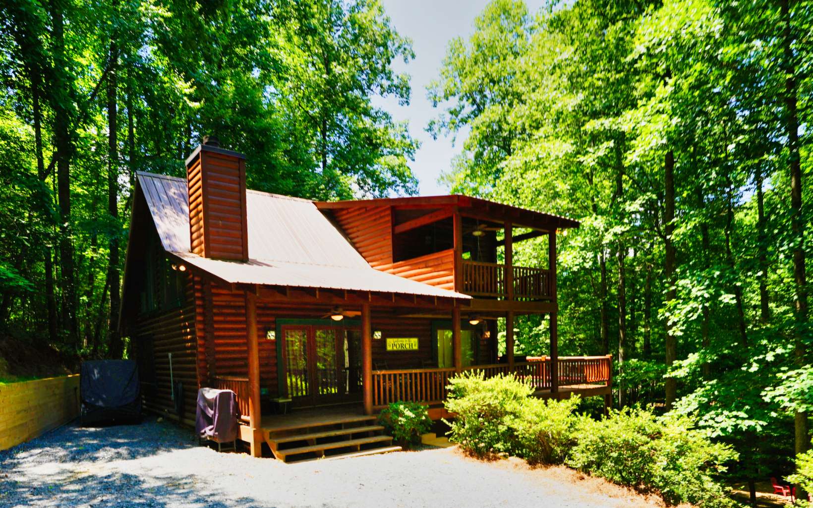 300+ Feet Vandergriff Creek Frontage, Private and No Restrictions. Completely Furnished, Real Log Cabin, with extended deck that overlooks Noisy Vandergriff Creek. This home has an additional 2 acres across the creek making some of the creek frontage owned on both sides ( see plat attached for better description) Along with a new added 1.25 acres. Total 5.24 acres. Roomy Main floor and Upper Bedrooms have French doors leading to a decks, loft is big enough for bunk beds. The Creek front and private setting creates a peaceful place to relax, sit in the Hot Tub, play in the creek, and get away! Completely furnished and Move in Ready this could be considered as an excellent rental potential for STR. The roads are wide and only about 3 miles of hard packed gravel (nothing is Rough or Steep). Must have appointment, Gated at driveway. New retaining Wall, Turn around in drive, New gravel, New stairs down to Firepit and Creek. New 60 Gallon Hot water Heater, New Water Softner filter and sediment filter installed early June 2022. Newer Deck extension, Newer Generator it was serviced in May 2022. A nice relaxing firepit at the creek level for peace and serenity.