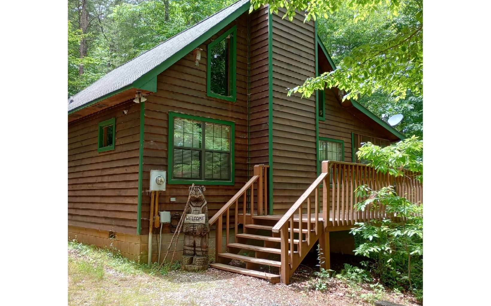 PRICE REDUCED! VACATION RENTAL ON VRBO! This 2BR/1BA mountain cabin features a woodburning fireplace, screened porch, bbq deck and hot tub. The perfect getaway for couples or a small family, located near the So. end of the Appalachian Trail, the Toccoa River and the Benton Mackaye. Trail. It has a cathedral ceiling, a warm, wood interior, a large sleeping loft and a fire ring/picnic area to enjoy on those peaceful mountain evenings. This cabin has easy access and is generating income on a rental program with a successful history which can continue and improve if the new owners desire. There can be a mountain view with a little pruning. Price just dropped! See to appreciate!!