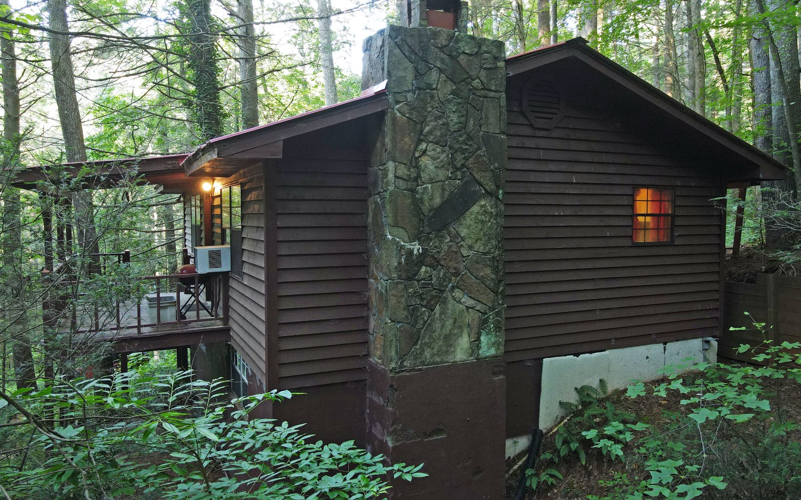 A true mountain cabin in a great location of the North Georgia Mountains. Drive to Vogel State Park or Helton Creek Falls within 3-4 minutes. A community of mountain homes on Blood Mountain surrounded by thousands of acres of National Forest Land. This two bedroom cabin sits on a 1.3 acre wooded lot. Very little yard maintenance with the cabin. An area where home owners are buying and remodeling to make beautiful homes. Perfect for an VRBO or weekend retreat. Needs some work but would be a fantastic place with the right work and style.